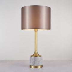 Marble Table Lamp with Fabric Drum Shade