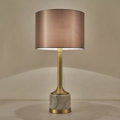 Marble Table Lamp with Fabric Drum Shade