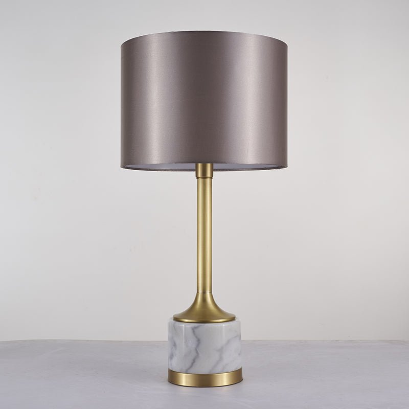 Marble Table Lamp with Fabric Drum Shade