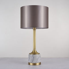 Marble Table Lamp with Fabric Drum Shade