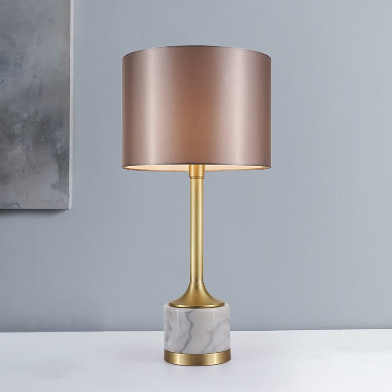 Marble Table Lamp with Fabric Drum Shade