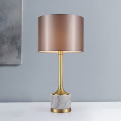 Marble Table Lamp with Fabric Drum Shade
