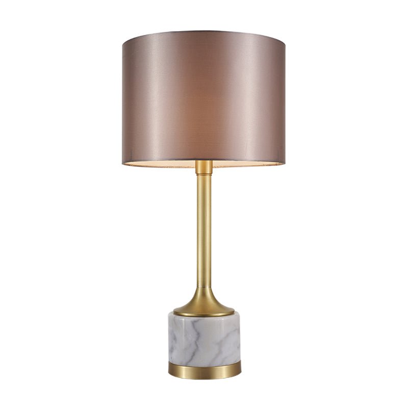 Marble Table Lamp with Fabric Drum Shade