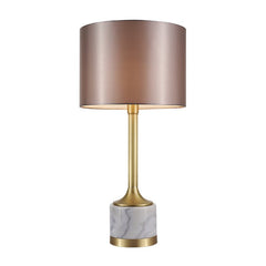 Marble Table Lamp with Fabric Drum Shade
