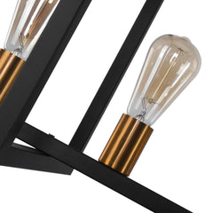 Mid-Century Black Geometric Rectangle Chandelier