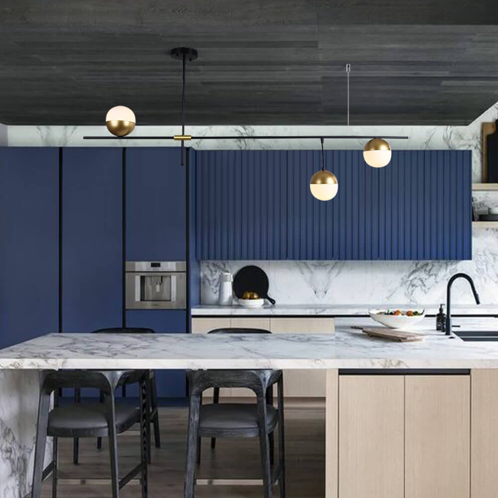 Mid-Century Modern 3-Light Kitchen Island Chandelier
