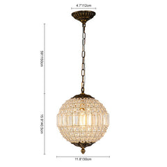 Faceted Crystal Sphere Chandelier, 3 Light Antique Brass Chain, Ornate Ceiling Rose, Set of 2, Hallway & Living Room