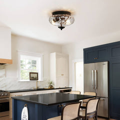 Mid-Century Modern Glass Bowl Flush Mount Ceiling Light