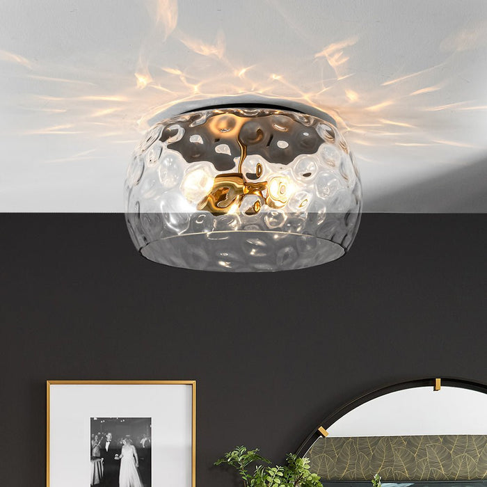 Mid-Century Modern Hammer Glass Flush Mount