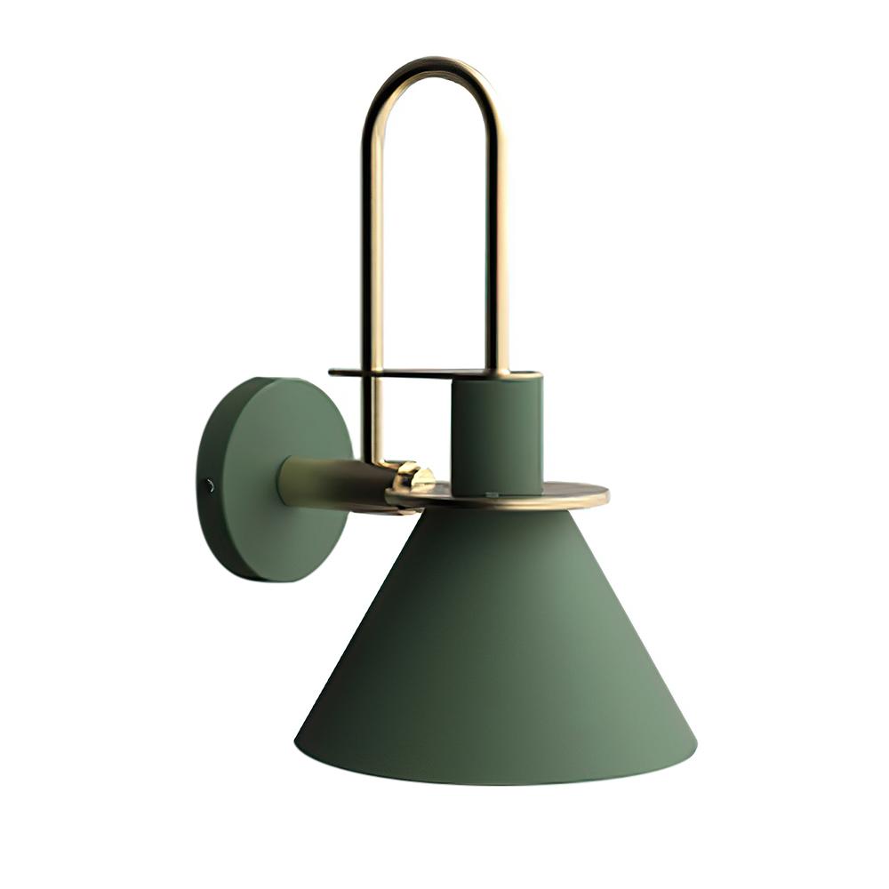 White Cone Wall Light, Brass Trim Ring, Looped Brass Arch Bracket, Directional Downlight, Set of 2, Hallway, Bedside & Living Room
