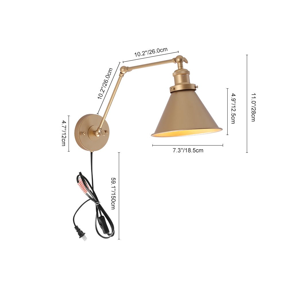 Mid-Century Modern Metal Swing Arm Wall Lamp for Bedroom/Living Room