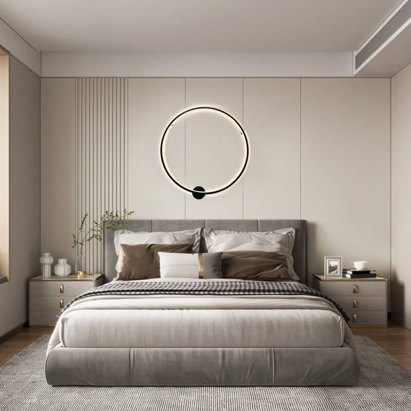 Minimalist Background Black LED Round Mood Wall Sconce