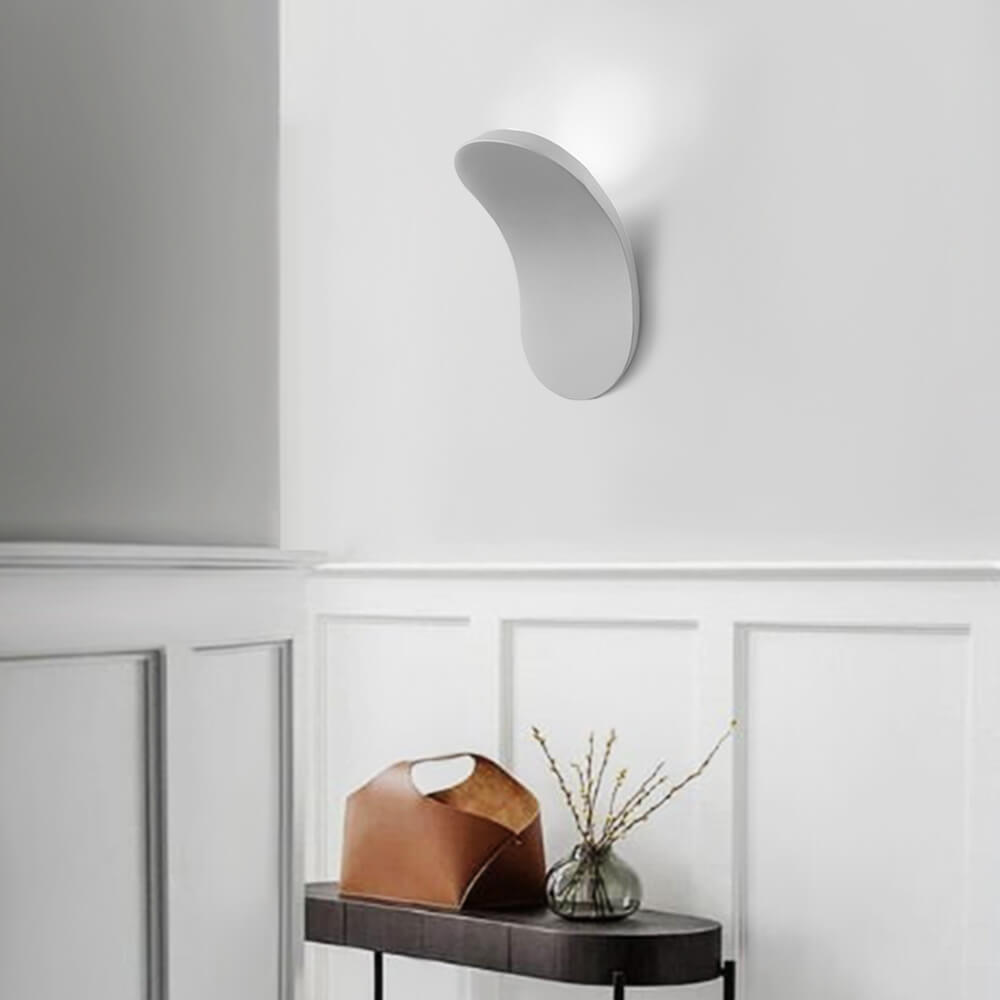 White Sculptural Wall Light, Freeform Curved Ellipse Reads as an Object Even Unlit, Integrated LED, Living Room Feature