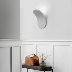 White Sculptural Wall Light, Freeform Curved Ellipse Reads as an Object Even Unlit, Integrated LED, Living Room Feature