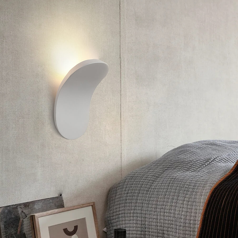 White Sculptural Wall Light, Freeform Curved Ellipse Reads as an Object Even Unlit, Integrated LED, Living Room Feature