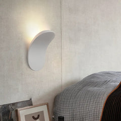 White Sculptural Wall Light, Freeform Curved Ellipse Reads as an Object Even Unlit, Integrated LED, Living Room Feature