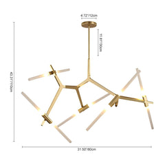 Modern Mid-Century 10-Light Glass Branch Chandelier