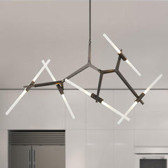 Modern Mid-Century 10-Light Glass Branch Chandelier