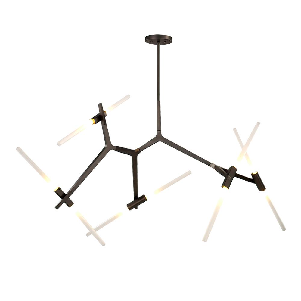 Modern Mid-Century 10-Light Glass Branch Chandelier