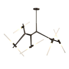 Modern Mid-Century 10-Light Glass Branch Chandelier