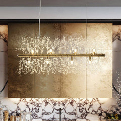 Modern 12-Light Crystal  Linear Chandelier