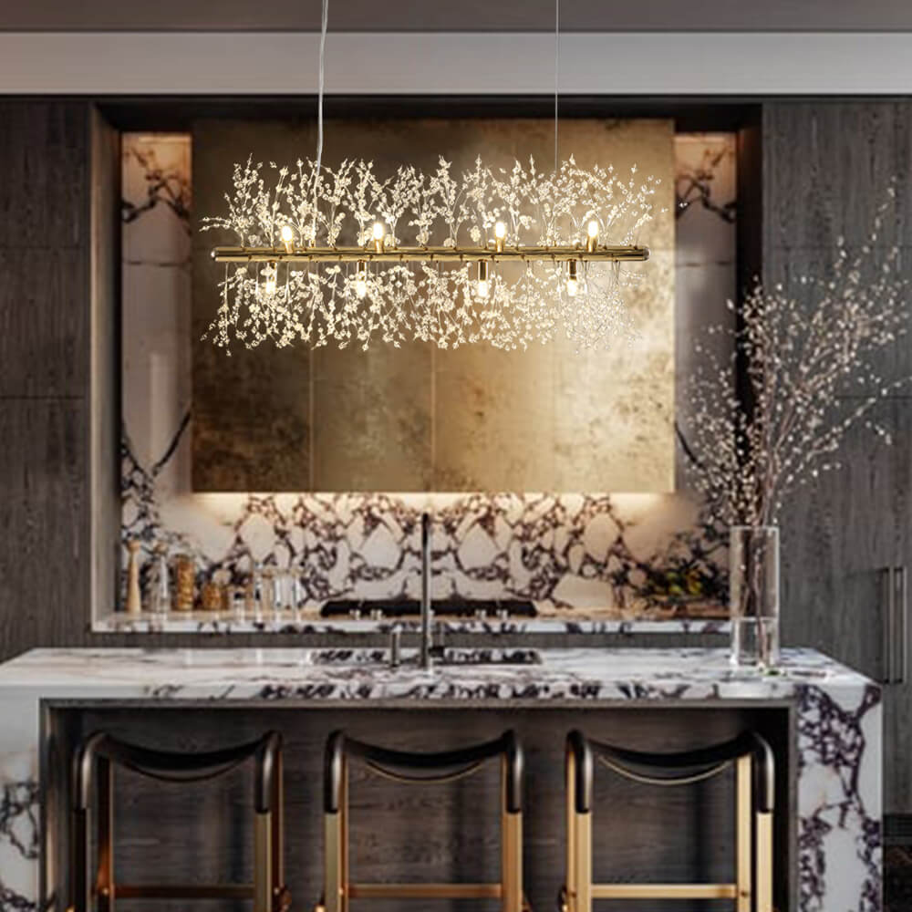 Modern 12-Light Crystal  Linear Chandelier