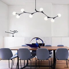 Modern 8-Light Brass Sphere Chandelier