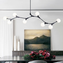 Modern 8-Light Brass Sphere Chandelier