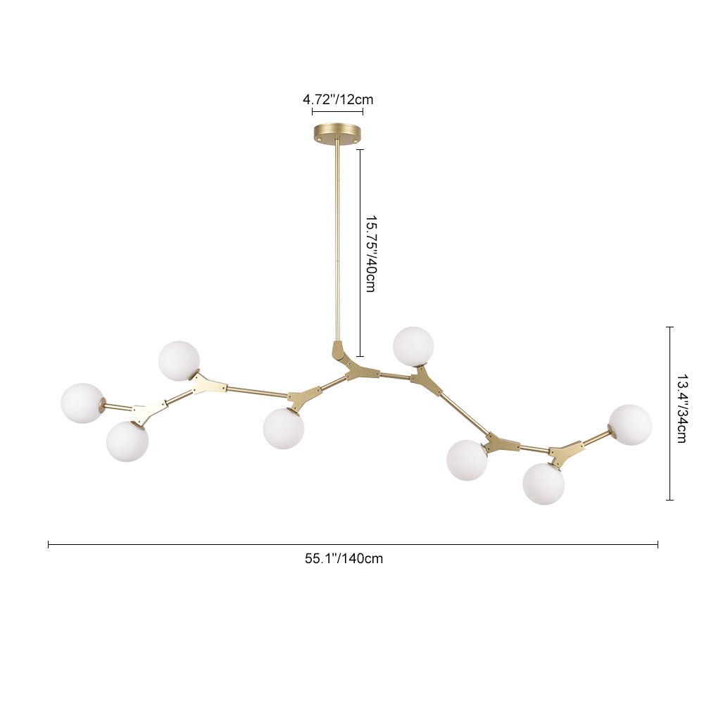 Modern 8-Light Brass Sphere Chandelier