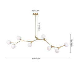 Modern 8-Light Brass Sphere Chandelier