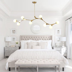 Modern 8-Light Brass Sphere Chandelier