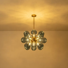 Modern Blue Blown Glass Bubble Sputnik Chandelier