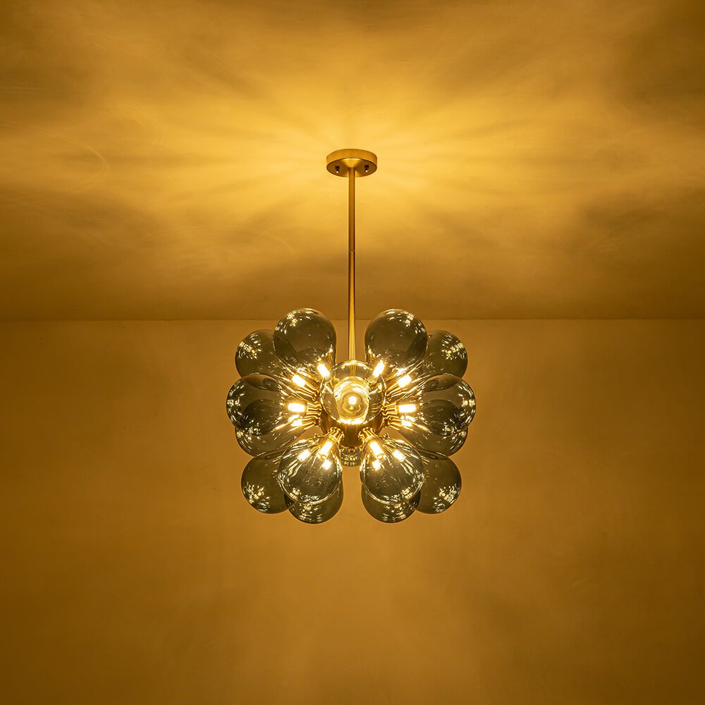 Modern Blue Blown Glass Bubble Sputnik Chandelier
