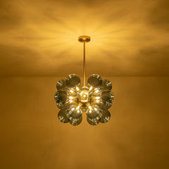 Modern Blue Blown Glass Bubble Sputnik Chandelier