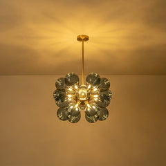 Modern Blue Blown Glass Bubble Sputnik Chandelier