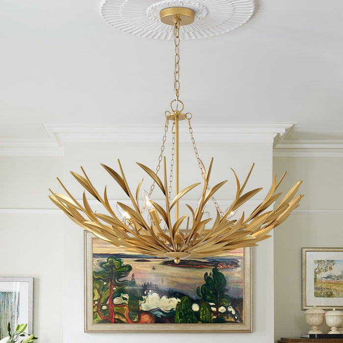Modern Brass Branching Basin Chandelier