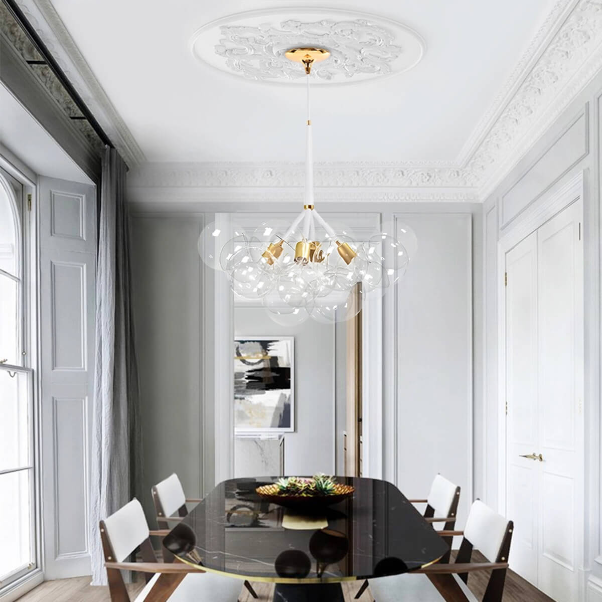 Modern Bubble Glass Chandelier / Semi Flush Mount