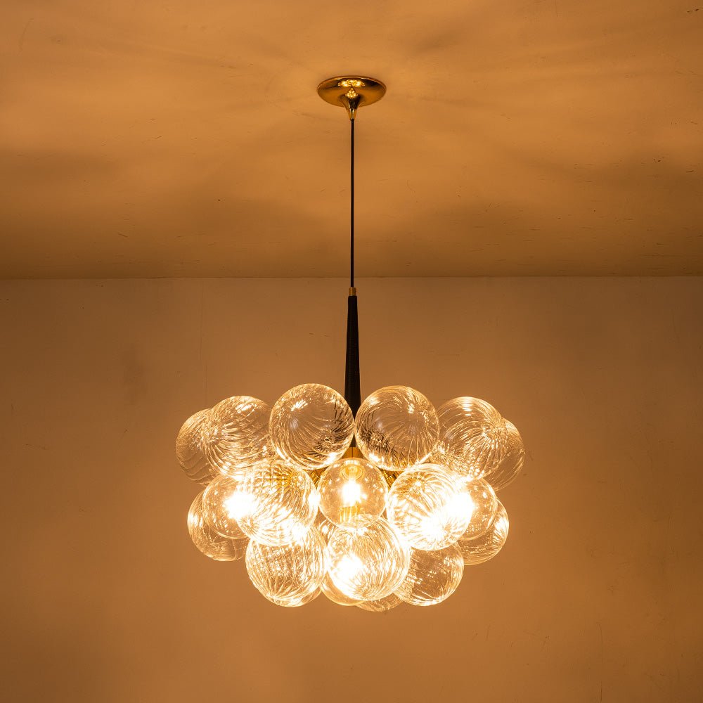 Modern Cluster Bubble Ribbed Glass Chandelier