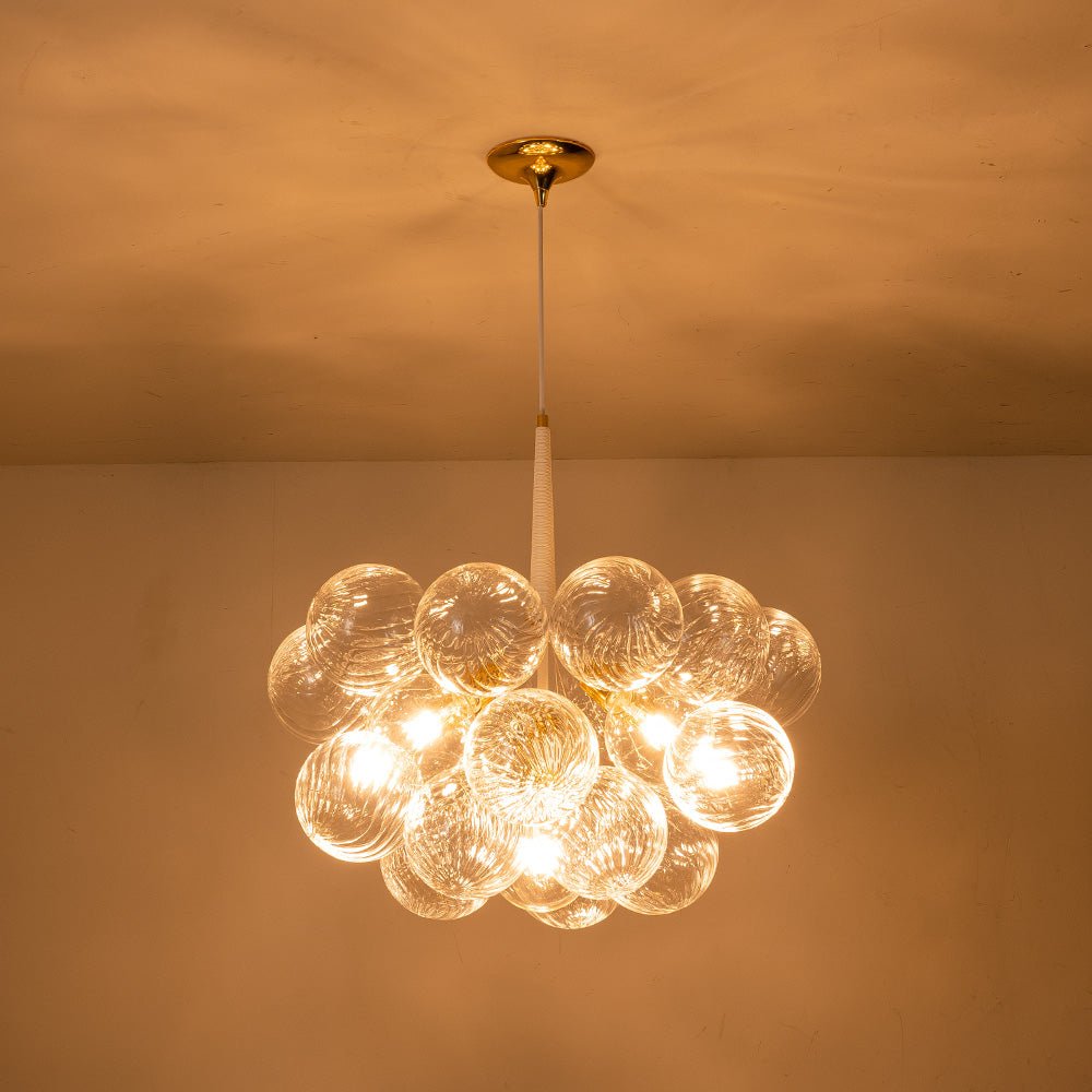 Modern Cluster Bubble Ribbed Glass Chandelier