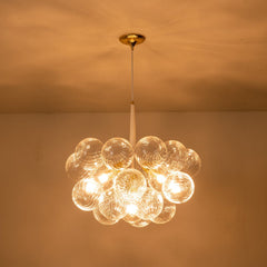 Modern Cluster Bubble Ribbed Glass Chandelier