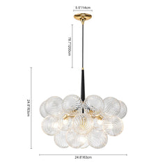 Modern Cluster Bubble Ribbed Glass Chandelier