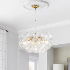Modern Cluster Bubble Ribbed Glass Chandelier
