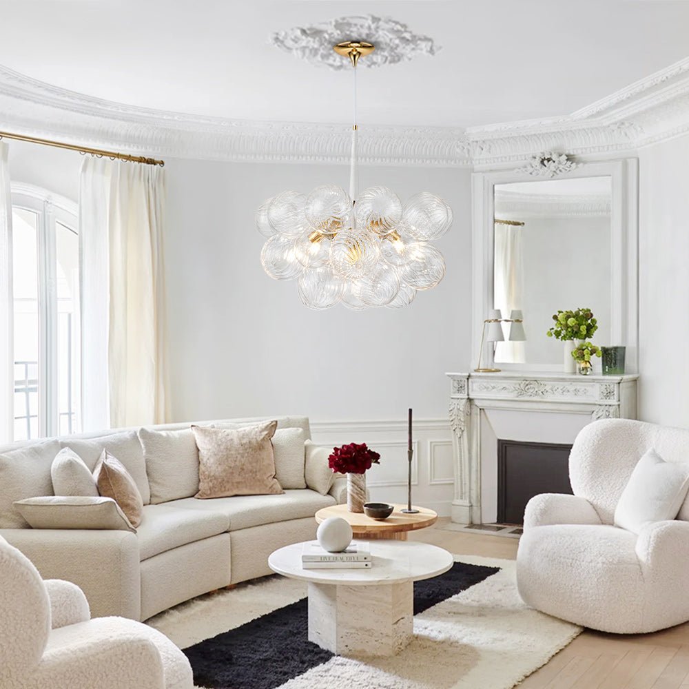 Modern Cluster Bubble Ribbed Glass Chandelier