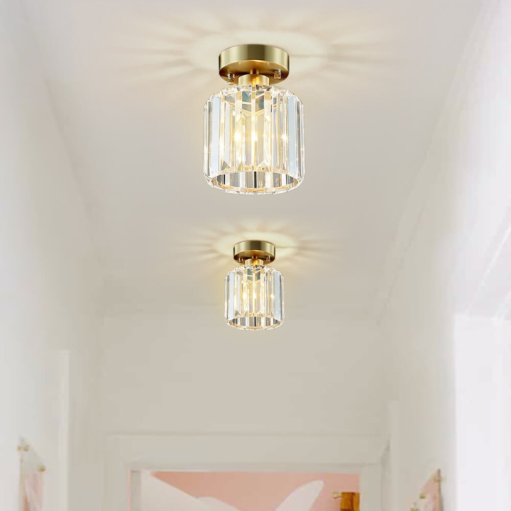 Modern Crystal Glass Ceiling Light Flush Mount Fitting