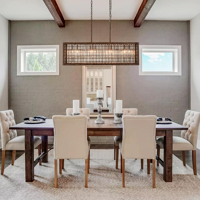 Modern Farmhouse Rectangle Crystal Island Chandelier