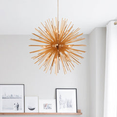 Modern Gold Sunburst Hanging Pendant Light