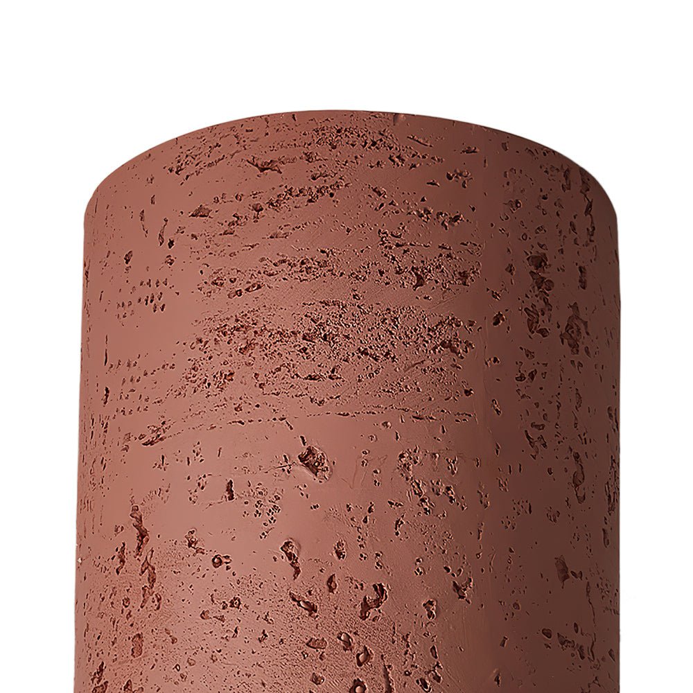 Textured Concrete Cylinder Flush Ceiling Light, Grey Finish, Integrated LED, Set of 2, Hand-Polished Texture, Hallway & Landing