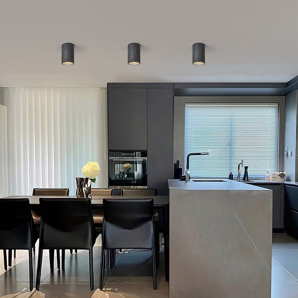 Modern LED Cylinder Stone Flush Mount Ceiling Light