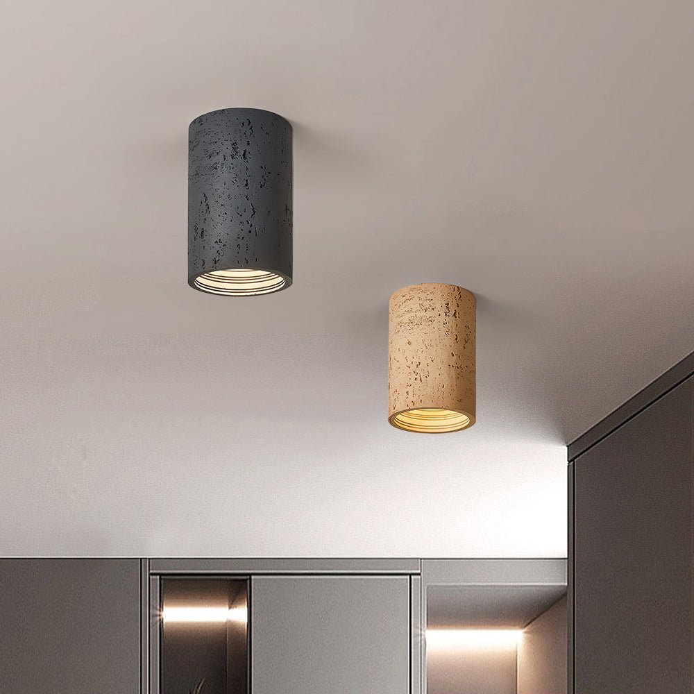 Modern LED Cylinder Stone Flush Mount Ceiling Light