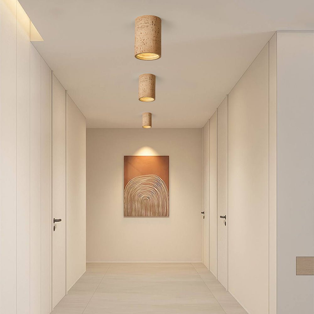 Modern LED Cylinder Stone Flush Mount Ceiling Light